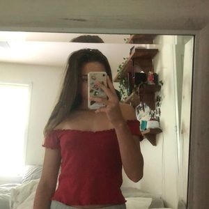Brandy Melville ruffled off the shoulder top